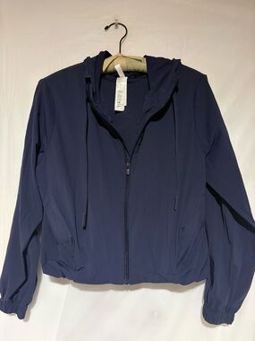 Fabletics Navy Hooded Utility Jacket